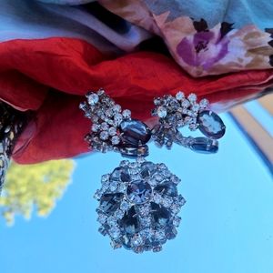 Vintage clip on smoky quarts ear climber